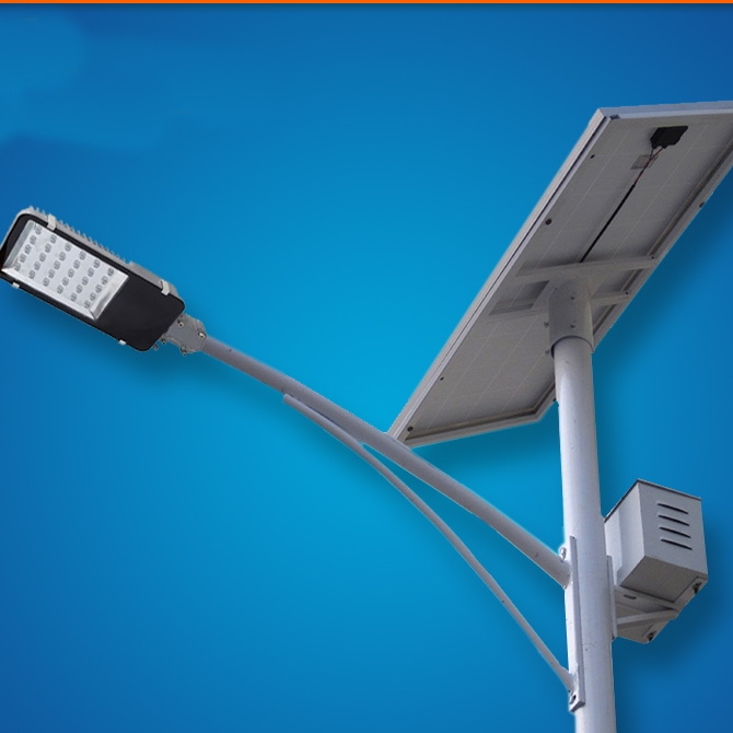 Split solar street light single arm with battery box
